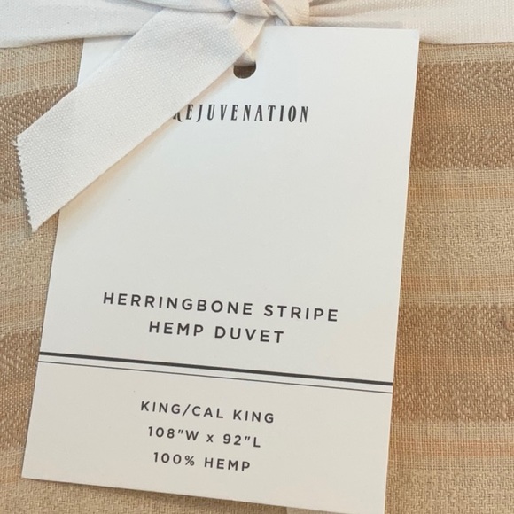 NWT REJUVENATION Herringbone Stripe Hemp King Duvet & 2 King Shams - Picture 5 of 8